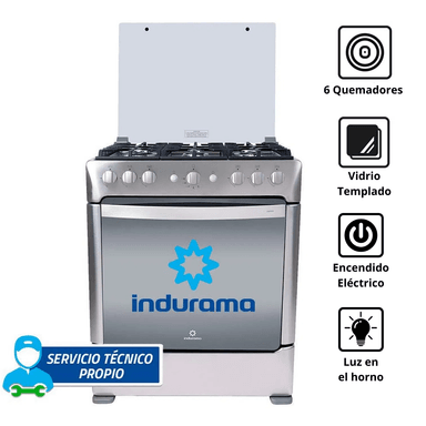 COCINA INDURAMA 6 QUEMADORES PARMA ZAFIRO CROMA