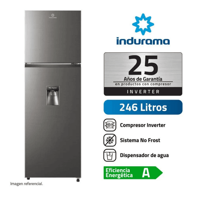 REFRIGERADORA INDURAMA TOP FREEZER NO FROST 245L RI-389DI GRIS OSCURO