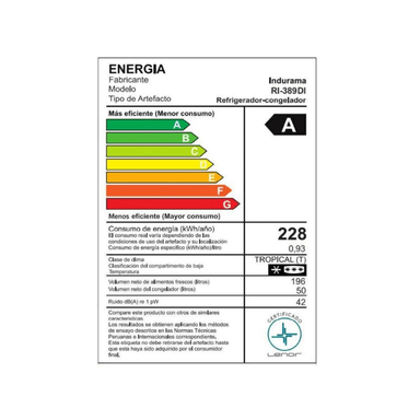 REFRIGERADORA INDURAMA TOP FREEZER NO FROST 245L RI-389DI GRIS OSCURO - 6