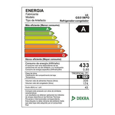 REFRIGERADORA LG SIDE BY SIDE NO FROST GS51MPD 509 L MULTI AIR FLOW NEGRO - 6