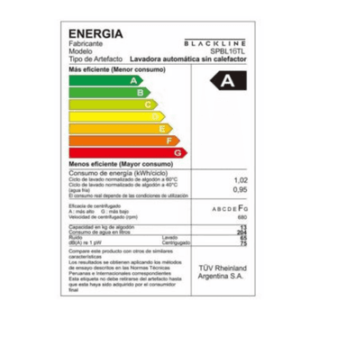 LAVADORA BLACKLINE SPBL16TL CARGA SUPERIOR GRIS 16 KG - 5