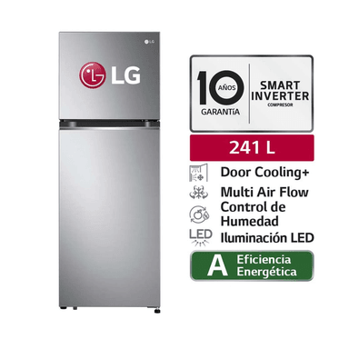 REFRIGERADORA LG TOP FREEZER NO FROST GT24BPP 241 L PLATEADA