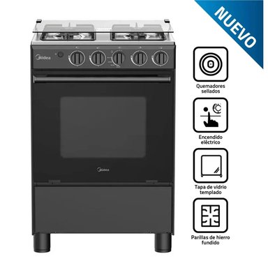 COCINA DE PIE MIDEA MGS24FS2LFABBC-PE  A GAS 4 HORNILLAS NEGRO - 1
