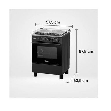 COCINA DE PIE MIDEA MGS24FS2LFABBC-PE  A GAS 4 HORNILLAS NEGRO - 3