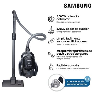 ASPIRADORA DE ARRASTRE CICLÓNICA SAMSUNG VCC4580V3KXZS 2000W NEGRO