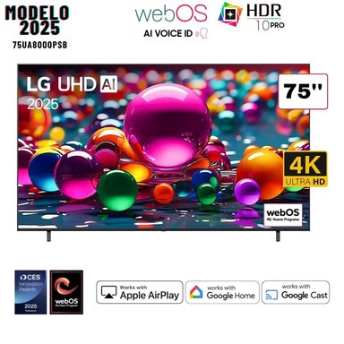 TELEVISOR 75 LG 75UA8000PSB SMART TV UHD 4K THINQ AI 2025