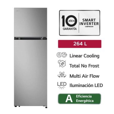 REFRIGERADORA LG 264 LT NO FROST VT26BPY PLATA