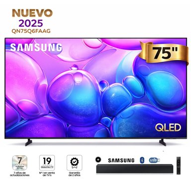 TELEVISOR SAMSUNG 75' QLED  QN75Q6FAAGXPE 4K UHD TIZEN 2025 + SOUNDBAR SAMSUNG HW-C400