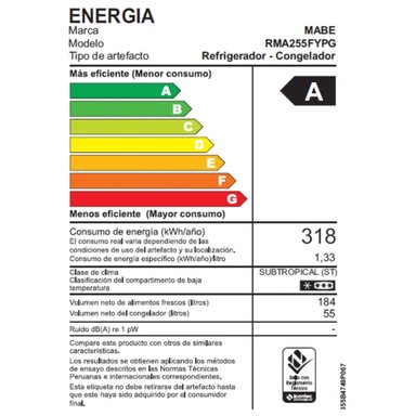 REFRIGERADORA MABE 239LT NO FROST RMA255FYPG GRAFITO - 9