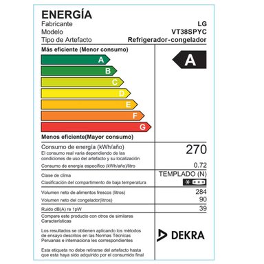 REFRIGERADORA LG VT38SPYC 374L TOP FREEZER + DOORCOOLING PLATEADA - 10