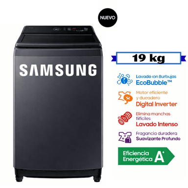 LAVADORA SAMSUNG 19KG ECOBUBBLE WA40F19E7CPE GRIS GRAFITO - 1