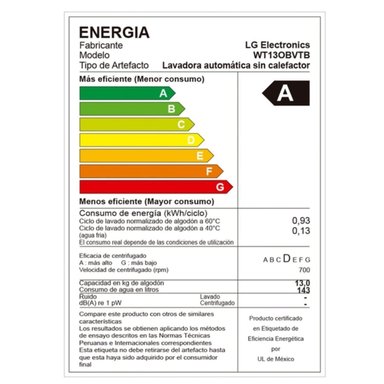 LAVADORA LG CARGA SUPERIOR 13KG WT13OBVTB ONYX NEGRO - 9
