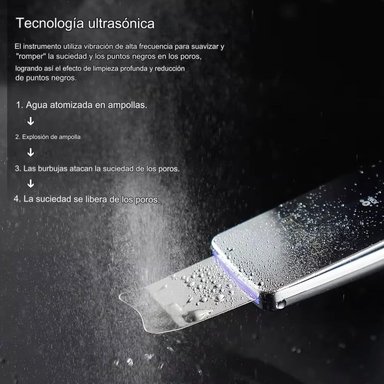 PALETA ULTRASÓNICA LIMPIEZA FACIAL PROFUNDA EMS TERAPIA LED - 5