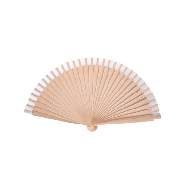 VERANO - ABANICO DE MADERA CON BORDE CREMA - 22.5CM