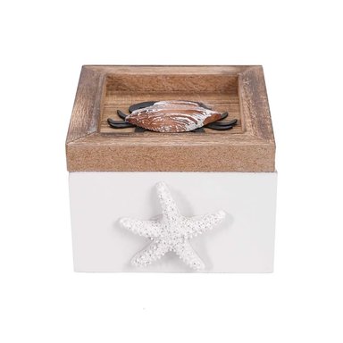 VERANO - CAJITA DE MADERA 9X9CM - DISEÑO NÁUTICO