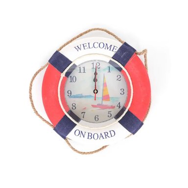 VERANO - RELOJ DE PLÁSTICO WELCOME ON BOARD DECORATIVO ROJO – DISEÑO BOYA