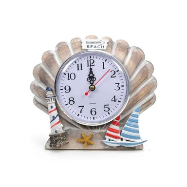 VERANO - RELOJ DE MADERA CON DETALLES NÁUTICOS - DISEÑO CONCHITA DE ABANICO