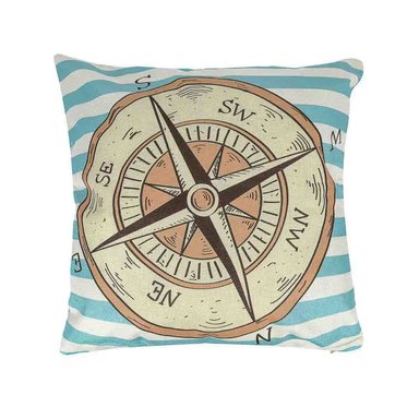 VERANO - FUNDA DE COJÍN DE 43×43 – DISEÑO BRÚJULA