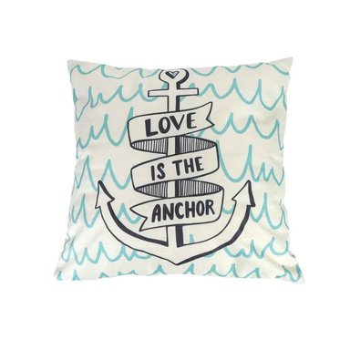 VERANO - FUNDA DE COJÍN DE 43×43 – DISEÑO LOVE IS THE ANCHOR