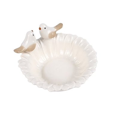 SAN VALENTIN - BOWL DE PORCELANA DISEÑO MARGARITA CON AVES - ROSADO CLARO