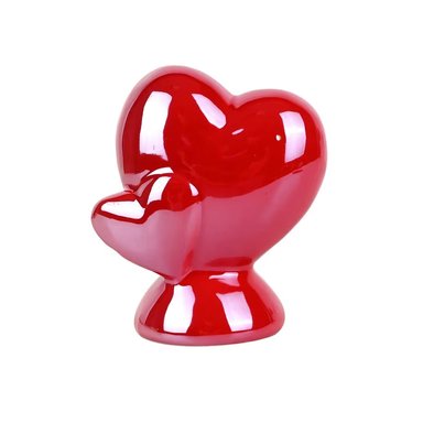 SAN VALENTIN - ADORNO DE PORCELANA DISEÑO CORAZONES ROJO