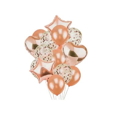 SAN VALENTIN - BOUQUET DE GLOBOS MIX FORMAS Y TEXTURAS EN TERRACOTA - SET DE 14PZS