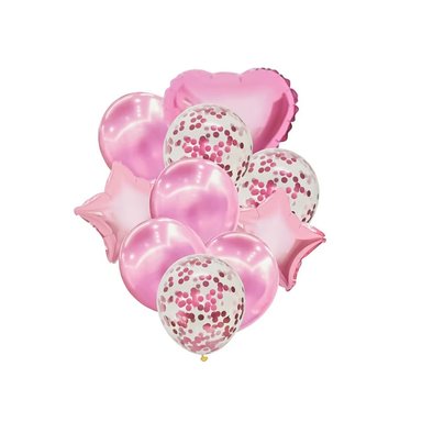 SAN VALENTIN - GLOBOS METALICOS –SET DE 10PZS -COLOR ROSADO PASTEL
