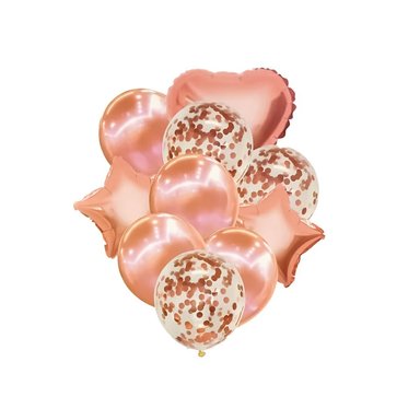 SAN VALENTIN - GLOBOS METALICOS -SET DE 10PZS- COLOR ROSADO