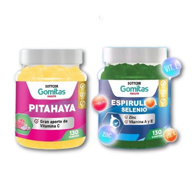 PITAHAYA + ESPIRULINA PARA ADULTOS 130 GOMITAS - SOTTCOR