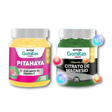 PITAHAYA + CITRATO DE MAGNESIO PARA ADULTOS 130 GOMITAS - SOTTCOR