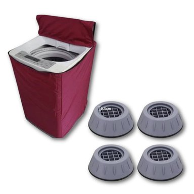 FUNDA LAVADORA LONA COLOR VINO 16-22 KG + 4 SOPORTES