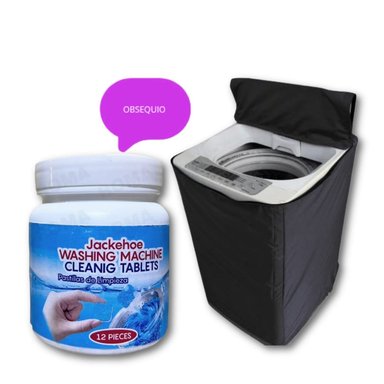 FUNDA DE LAVADORA NEGRO 16-22 KG + LIMPIADOR DE LAVADORA