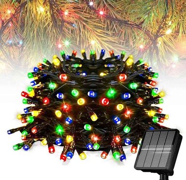 2 GUIRNALDA LUZ NAVIDEÑACON PANEL SOLAR 20M-MULTICOLOR - 6