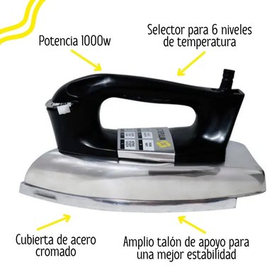 PLANCHA CLÁSICA IMACO 1000W I1700 PESADA BASE METAL ACERO - 2