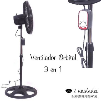 COMBO 2 VENTILADOR DE PIE RHJ79L55 ORBITAL 5 ASPAS 18" MALLA PLASTICA 3 EN 1 C/BRAZO - 4