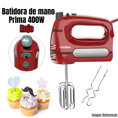 BATIDORA DE MANO PRIMA 400 WATTS HM 9105R ROJO