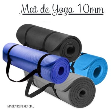 MAT DE YOGA PILATES 10 MM CON ELÁSTICO PORTÁTIL
