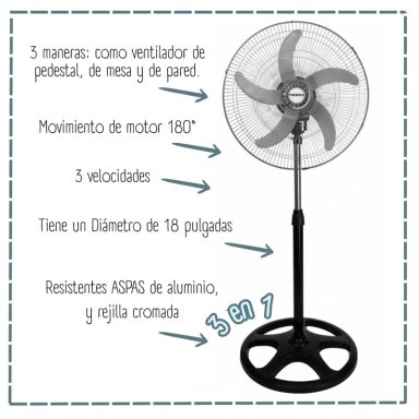 COMBO 2 VENTILADOR DE PIE PREMIER 18PR-5BX2UN 160 WATTS 5 ASPAS PLATEADO AB-18PR-5B - 2