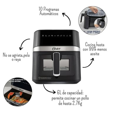 FREIDORA DE AIRE OSTER CKSTAF60WDDF 6LT DIGITAL - 3