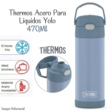 TOMATODO THERMOS F41101DBTD ACERO 470ML YOLO TÉRMICO AZUL DEMIN