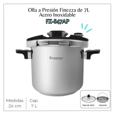 OLLA A PRESIÓN ACERO INOXIDABLE FINEZZA DE 7LT. FZ-847AP-IN
