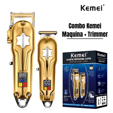 COMBO KM-2011 MAQUINA + TRIMMER KEMEI DIGITAL