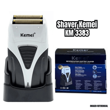AFEITADORA KM-3383 SHAVER RECARGABLE KEMEI CON BASE