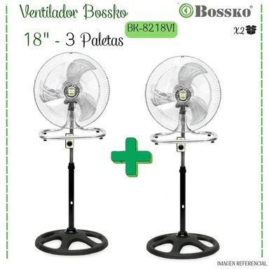 VENTILADOR BOSSKO 3 ASPAS DE 18' 200 WATTS BK-8218VI –PLATEADO /X2UNIDADES