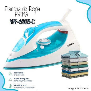 PLANCHA A VAPOR PRIMA YPF-6503-C 2200W CON BASE CERÁMICA CELESTE
