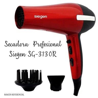 SECADORA CABELLO SIEGEN SG3130R 2200W ION PRO PROFESIONAL ROJO