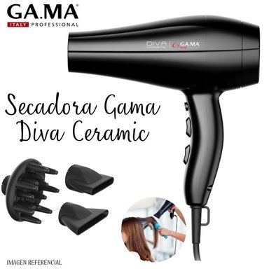 SECADORA PROFESIONAL DE CABELLO GAMA DIVA CERAMIC - NEGRA