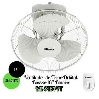 VENTILADOR BOSSKO BK-8454VT ORBITAL TECHO 16' BLANCO-