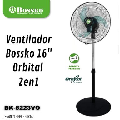 VENTILADOR BOSSKO BK-8223VO 250 W ORBITAL 16' 2 EN 1 CON 5 ASPAS ACRÍLICAS VERDE