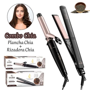 COMBO GAMA PLANCHA ALISADORA CHIA 230°C + RIZADORA CHIA 25MM
